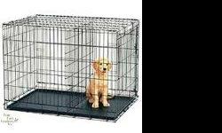 Wire Training Dog Kennel by Petmate Series Dog Crates
Large - 36" L X 24" W X 27" H The larger of the two sizes of LARGE!
Move up to the veterinarian and trainer recommended kennel that's loaded with features.
Collapsible design that assembles in seconds