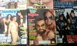 WWE&nbsp;- WWF&nbsp;- PWI&nbsp; Magazines //&nbsp; 8 Magazines&nbsp; //&nbsp; $20.00 for all&nbsp; // Condition: Good
WWE Smackdown / Jan. 2004
WWE&nbsp; / Mar. 2003
WWE / Sept. 2002
WWE Raw / Holiday 2003
WWF / Dec. 1988
WWF / April 2002
WWF / May 2002